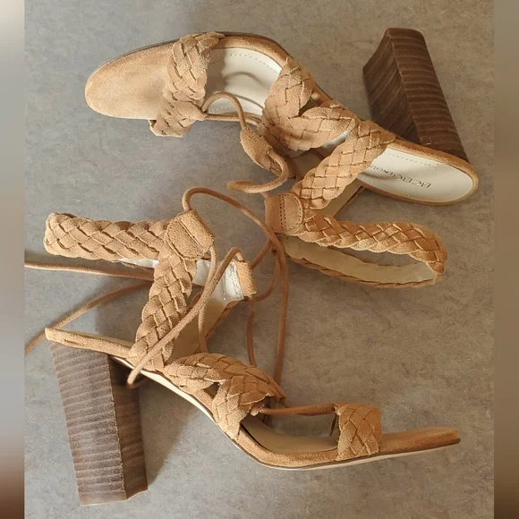 BCBG Tan Braided Leather Lorette Heels - Picture 1 of 8